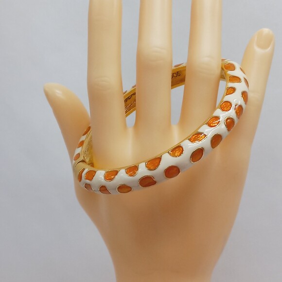 KJL Kenneth Jay Lane clamper bracelet giraffe animal print enamel - Picture 5 of 8